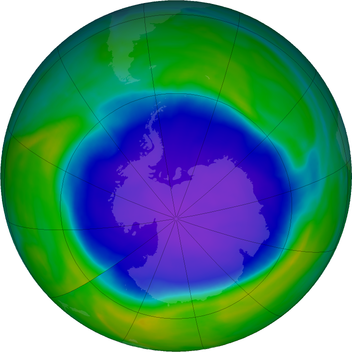 Antarctic ozone map for 16 October 2022